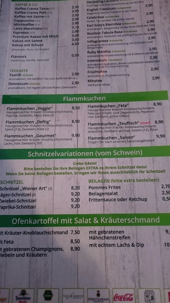 Speisekarte, Bocholter Strandcafe