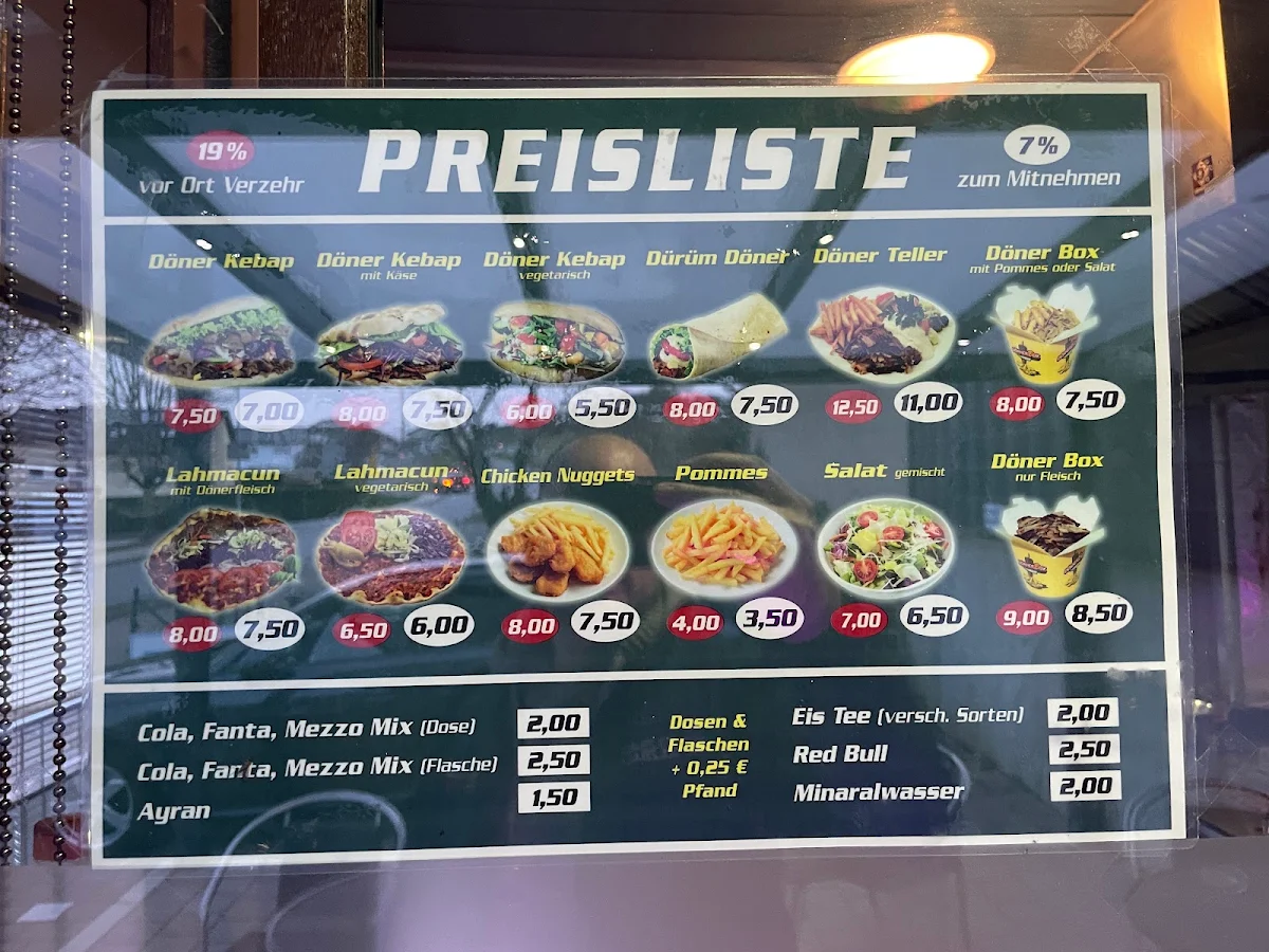 Speisekarte, Yilmaz Kebap Haus