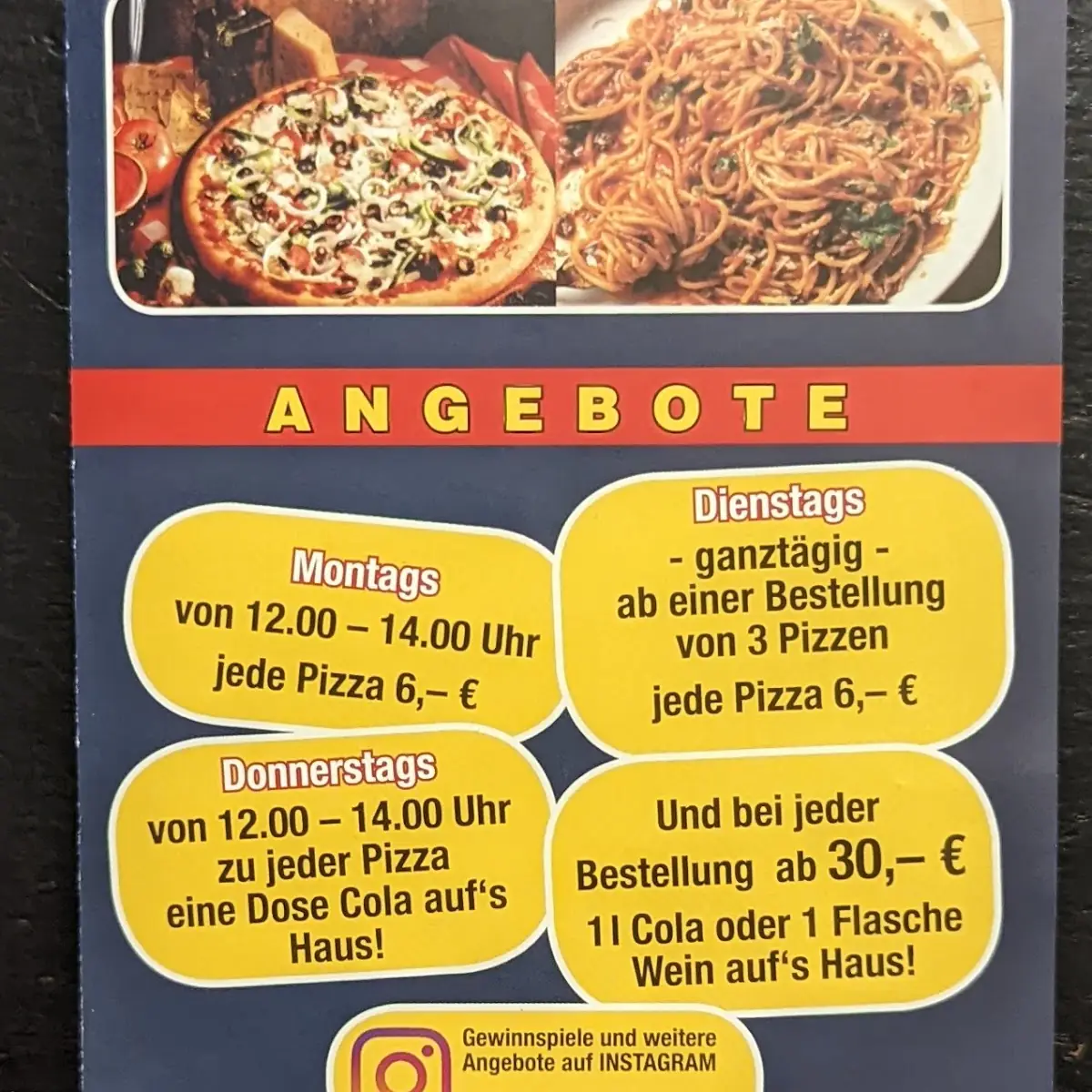 Speisekarte, Jimmy Pizzeria