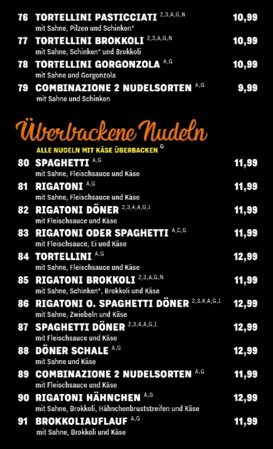 Speisekarte, Merkers Döner