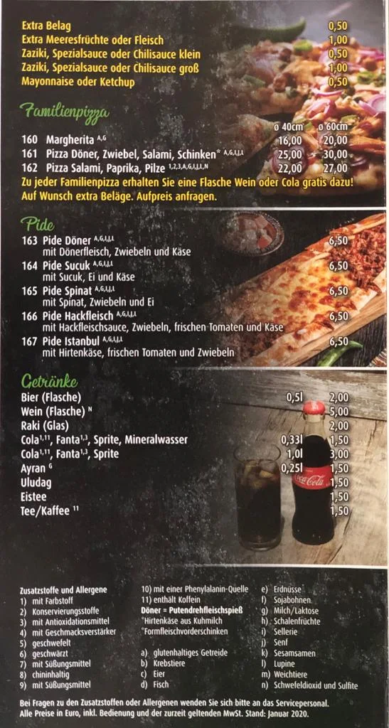 Speisekarte, Merkers Döner