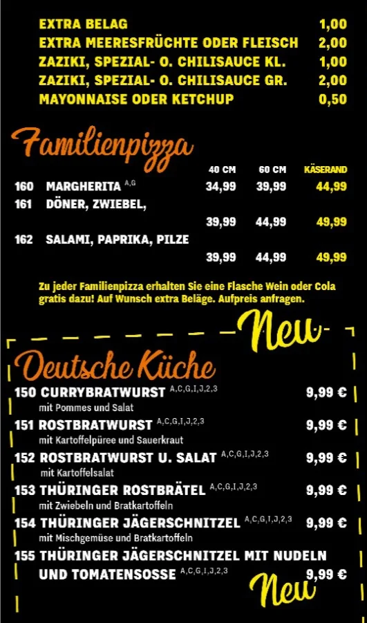 Speisekarte, Merkers Döner