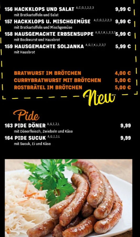 Speisekarte, Merkers Döner