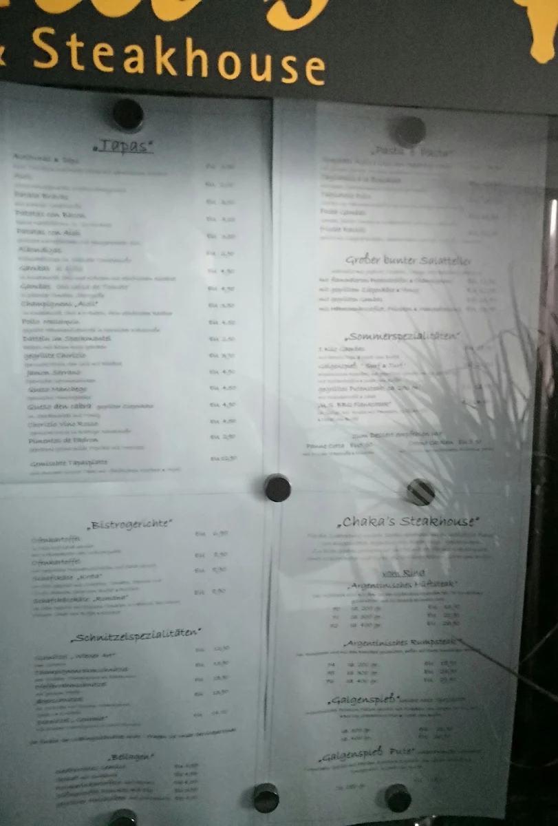 Speisekarte, Chaka's