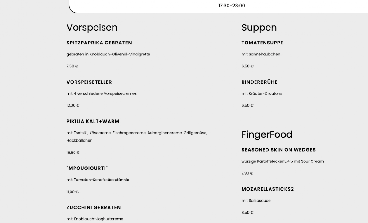 Speisekarte photo 1