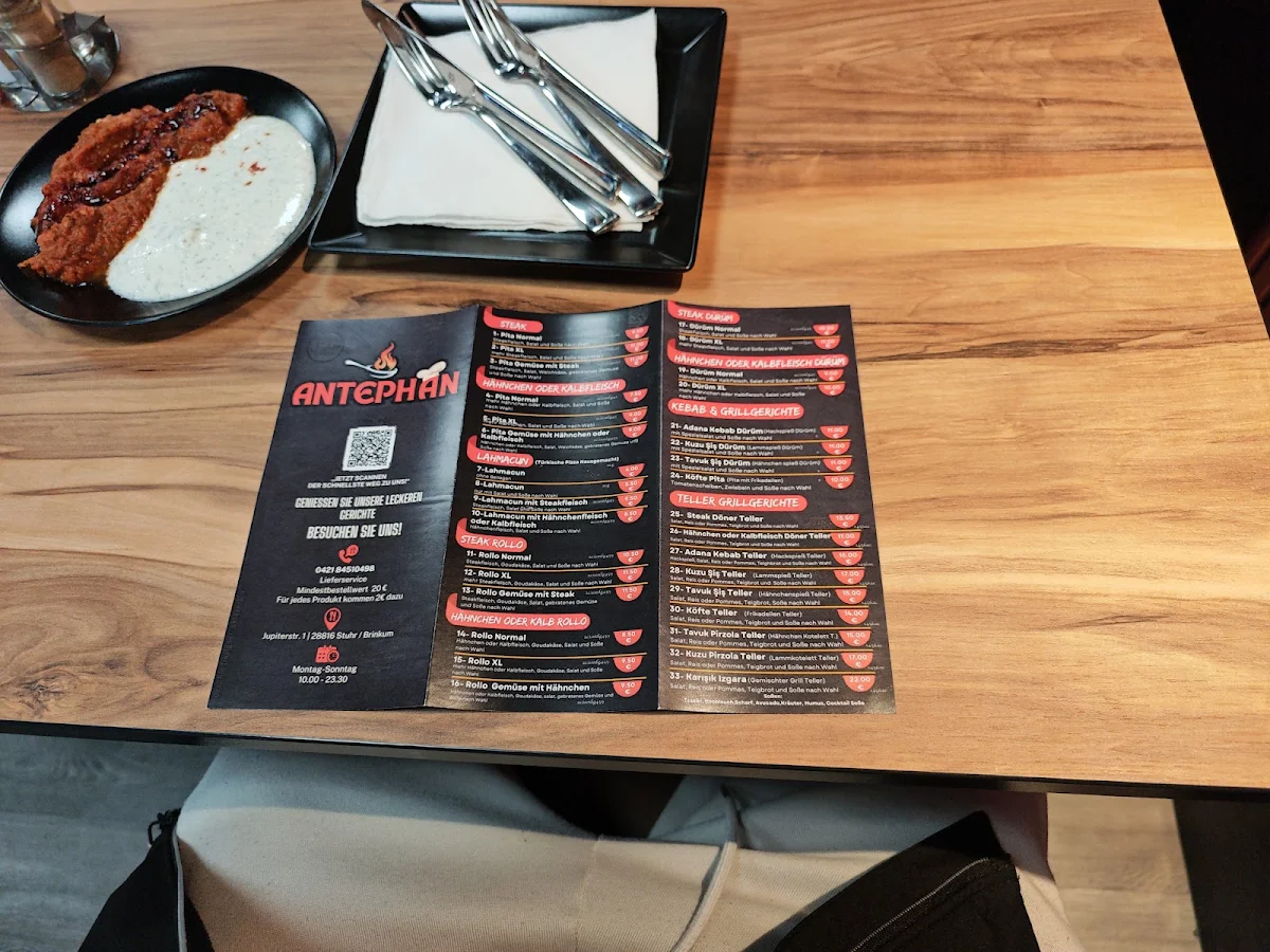 Speisekarte, Antephan Café & Restaurant