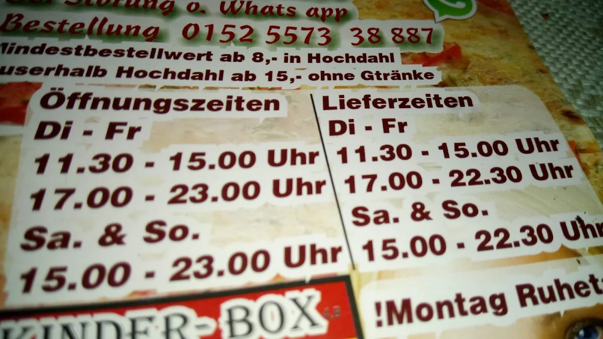 Speisekarte, Pizzeria Ristorante Castello