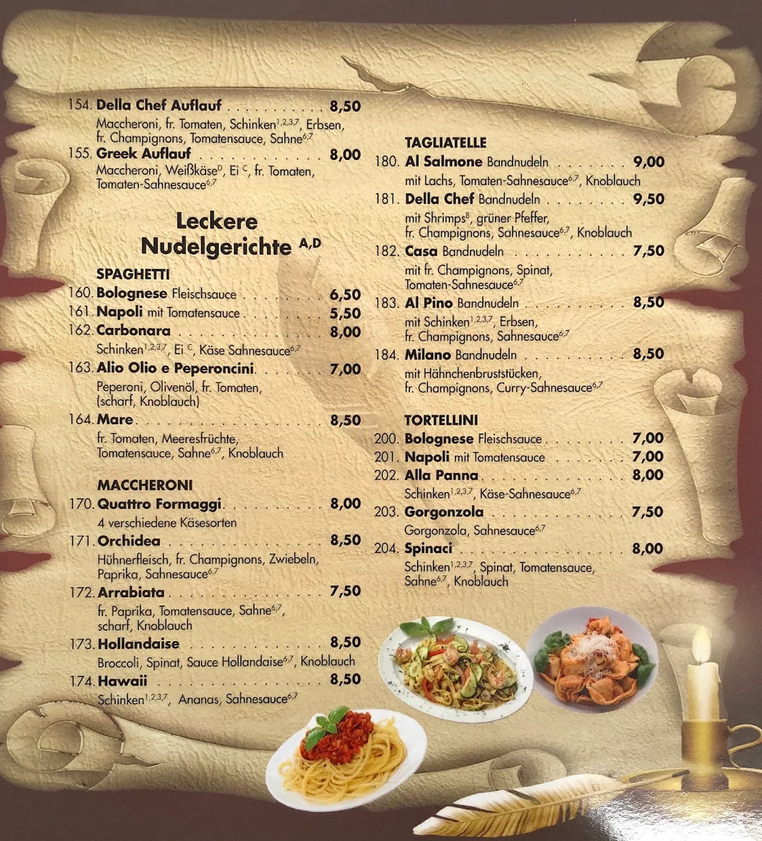 Speisekarte, Markthaus Rhein Grill & Pizzeria