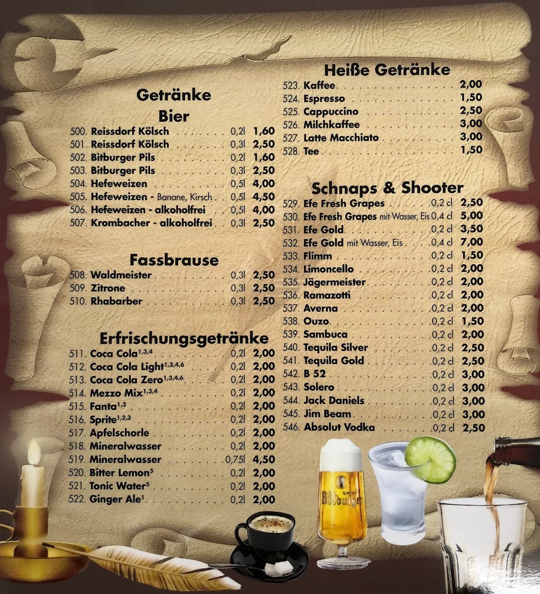 Speisekarte, Markthaus Rhein Grill & Pizzeria