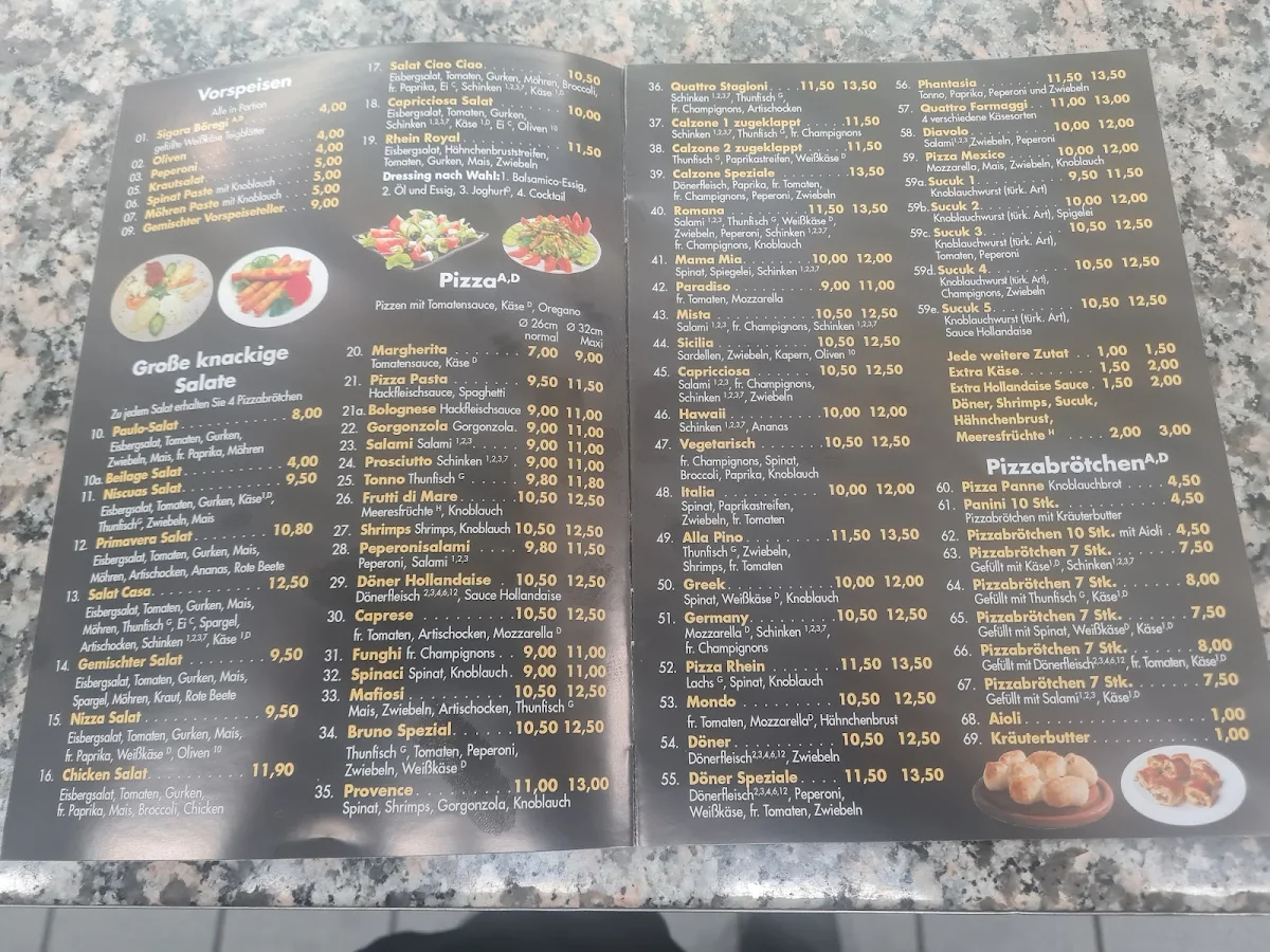 Speisekarte, Markthaus Rhein Grill & Pizzeria