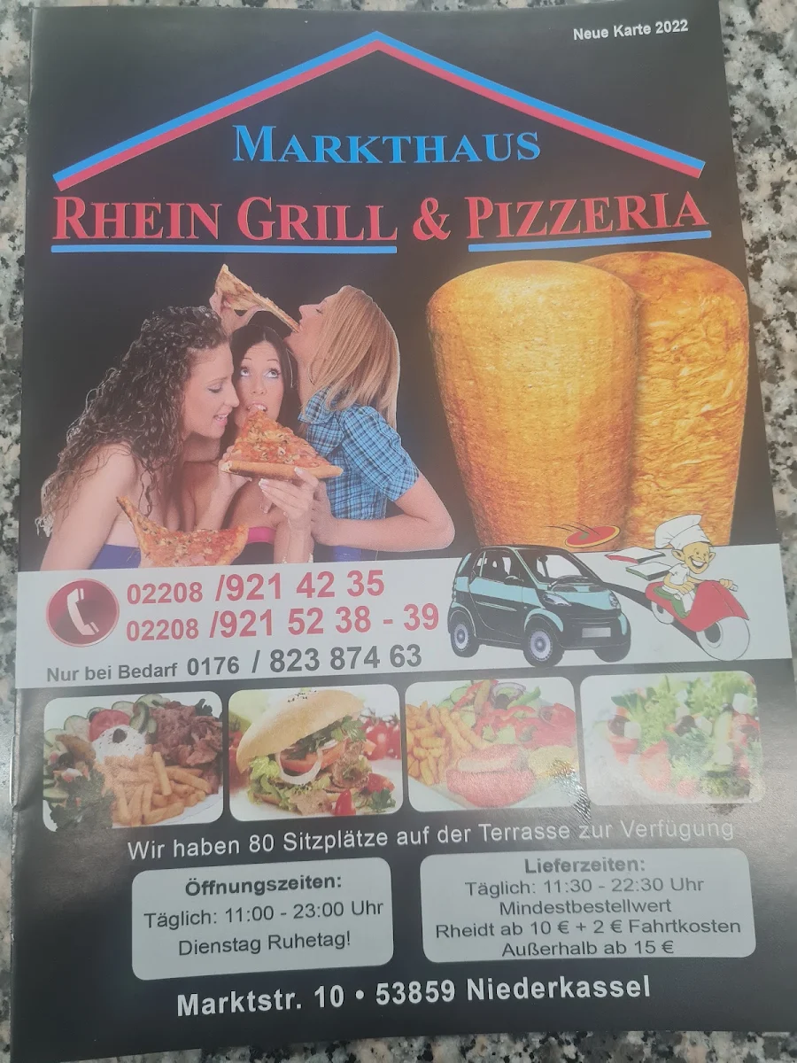 Speisekarte, Markthaus Rhein Grill & Pizzeria