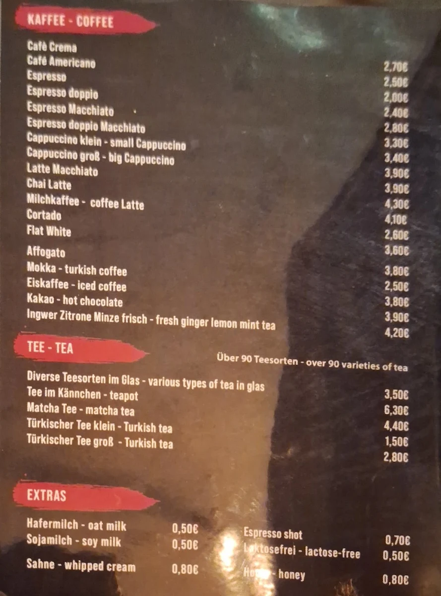 Speisekarte, Café Eigelstein