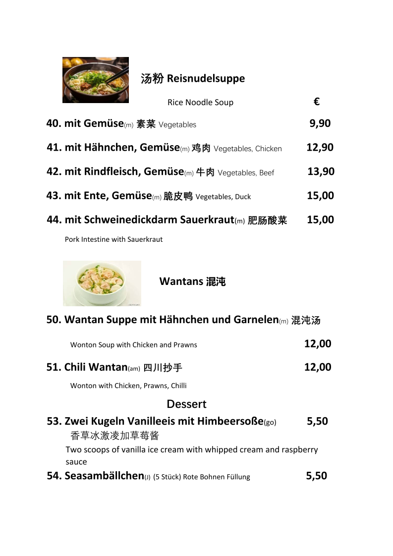 Speisekarte, Ostwind Restaurant