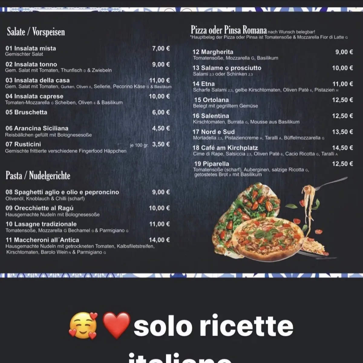 Speisekarte, Café am Kirchplatz