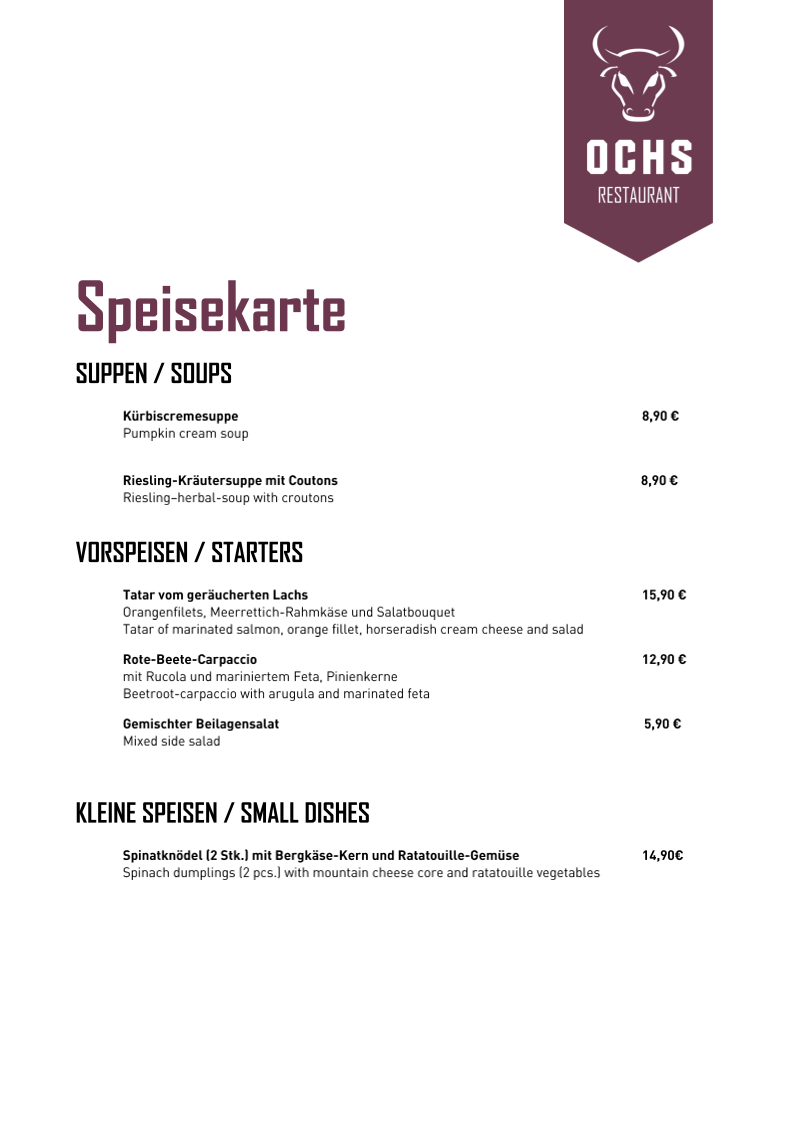 Speisekarte photo 3