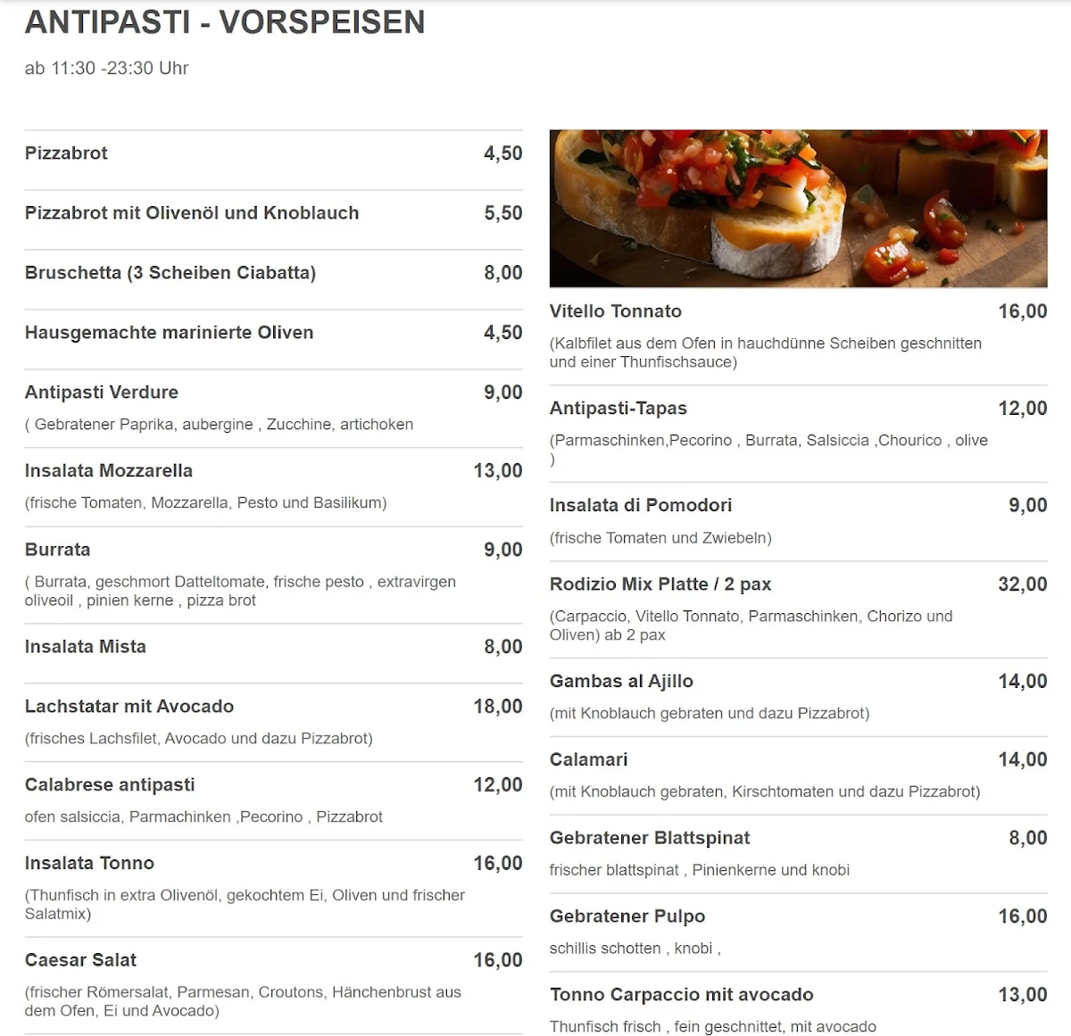 Speisekarte photo 2