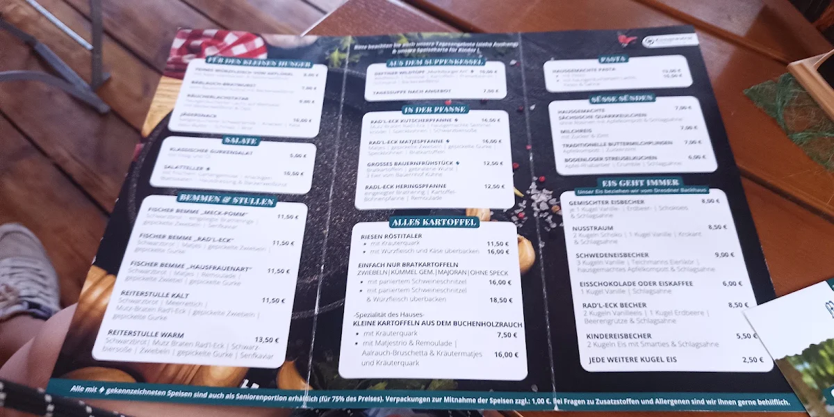 Speisekarte, Moritzburger Rad'l-Eck