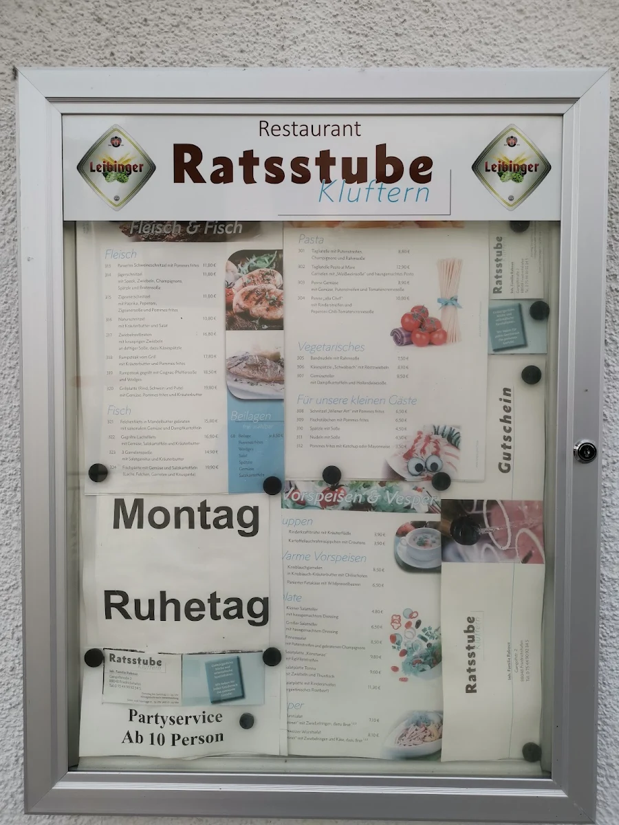 Speisekarte, Restaurant & Cateringservice Ratsstube Kluftern