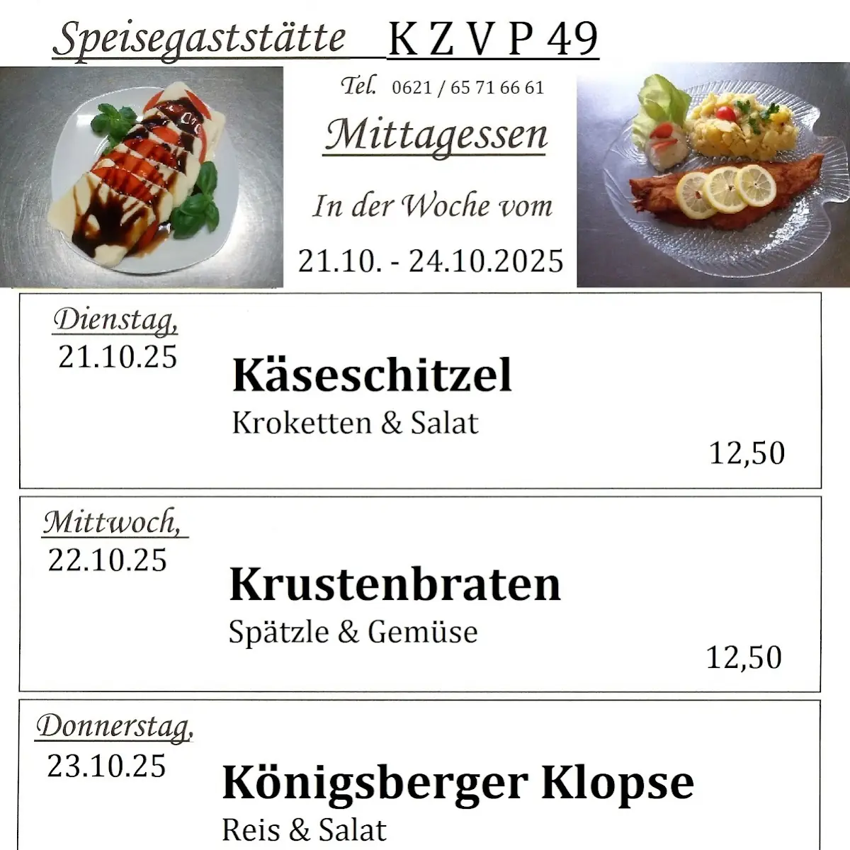 Speisekarte, Dacha Lu - Gaststätte KZV P49