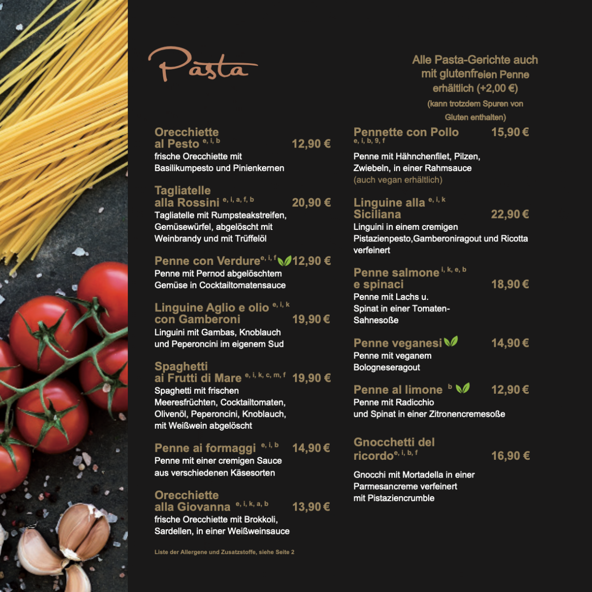 Speisekarte, Rossini Ristorante by Buon Appetito | Italienisches Restaurant in Estenfeld