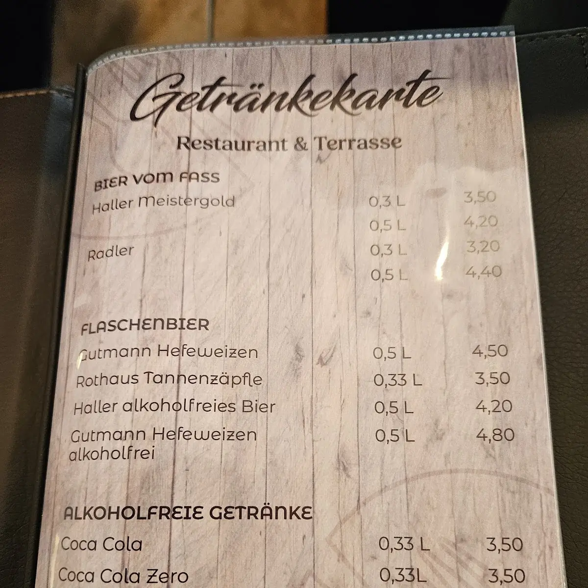 Speisekarte, Schlemmerzeit bei Alen und Alma