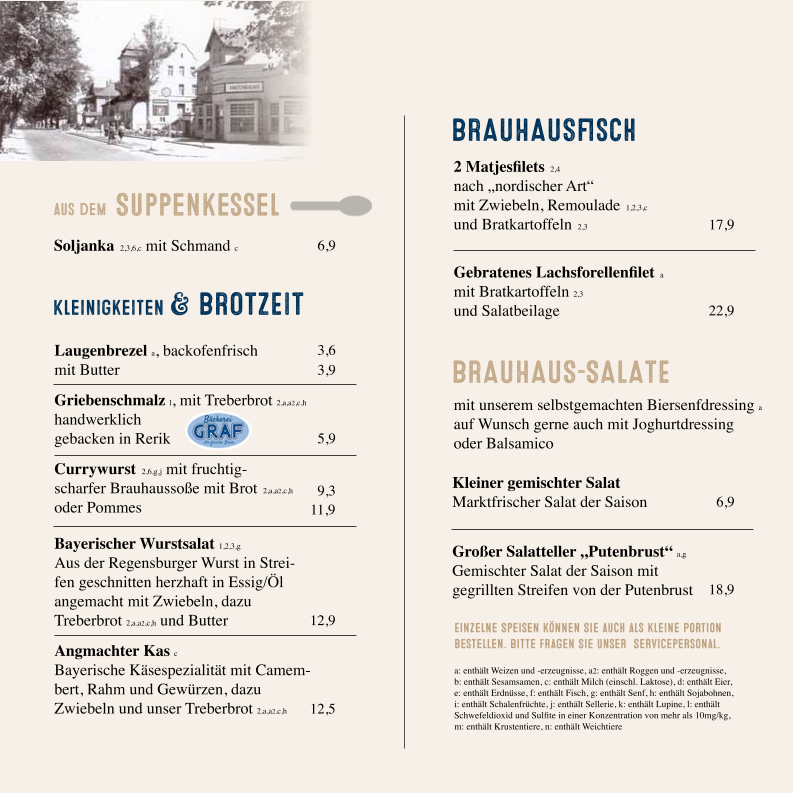 Speisekarte, Kühlungsborner Brauhaus