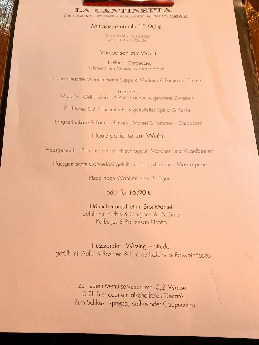 Speisekarte, La Cantinetta