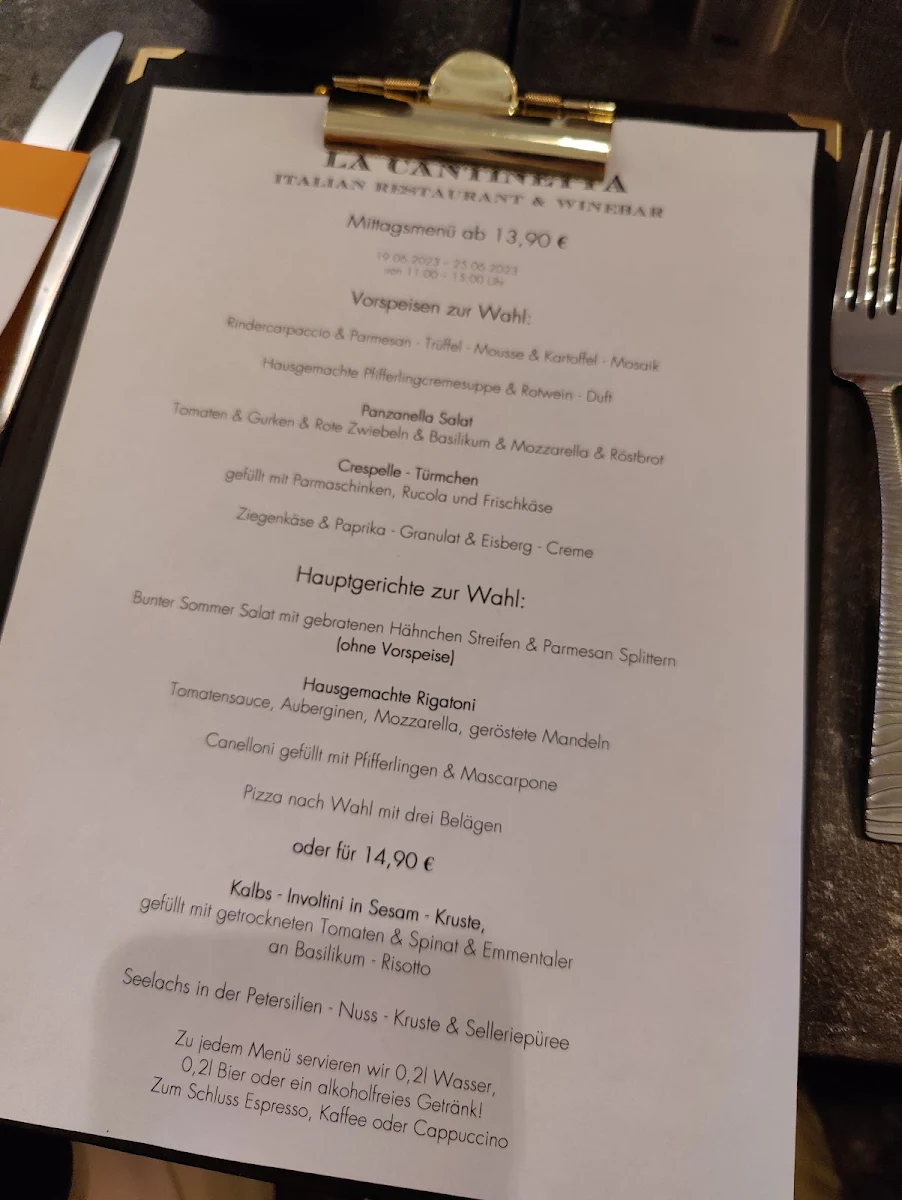 Speisekarte, La Cantinetta