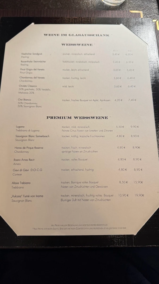 Speisekarte, La Cantinetta