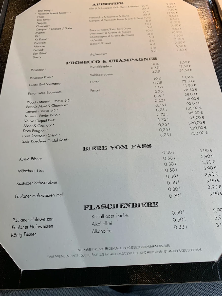 Speisekarte, La Cantinetta