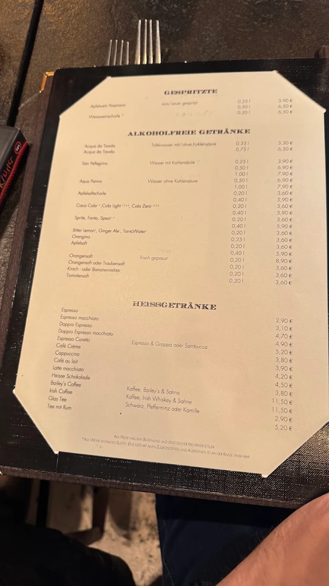 Speisekarte, La Cantinetta