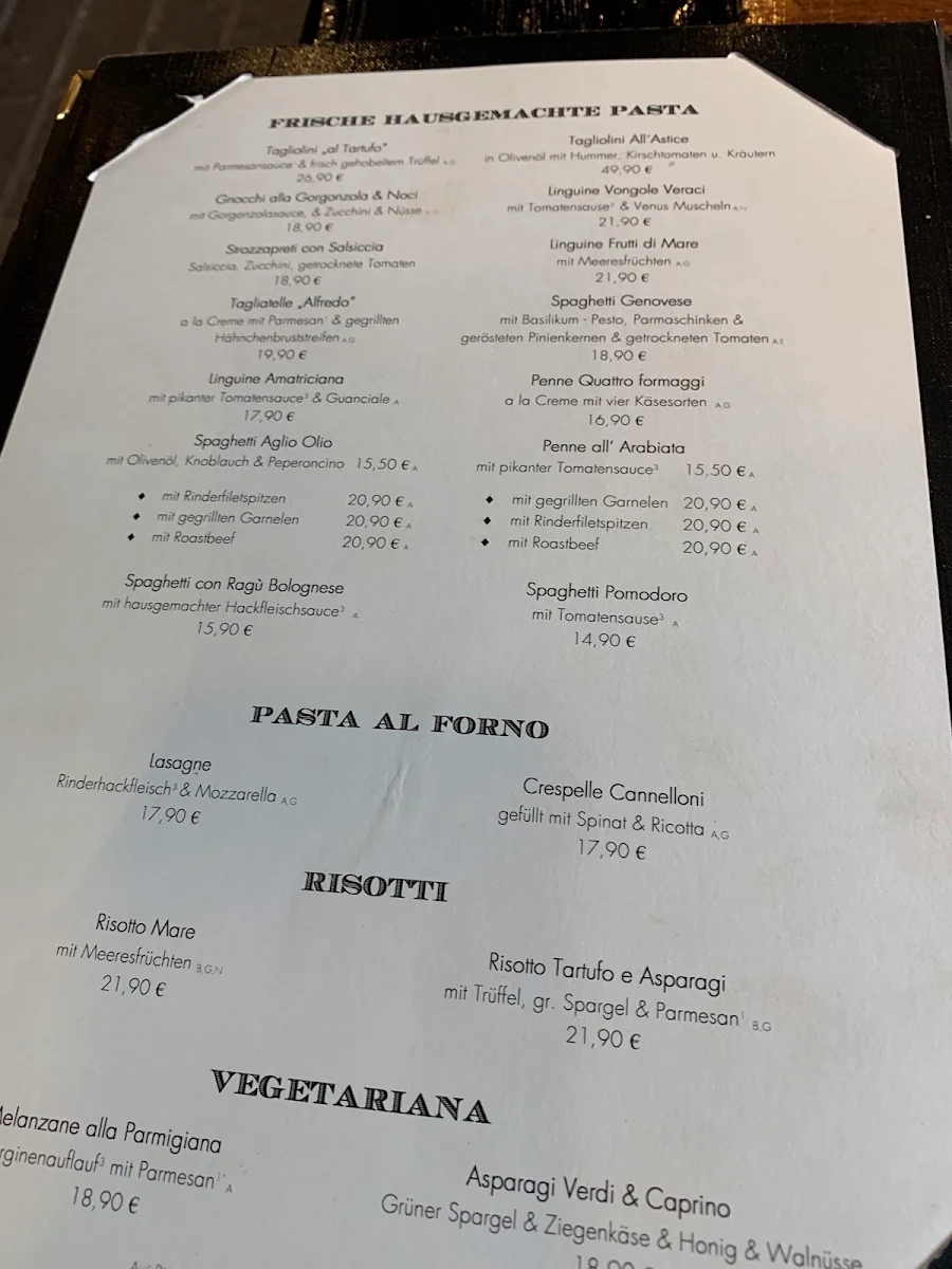 Speisekarte, La Cantinetta