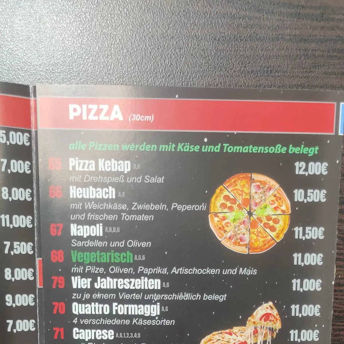 Speisekarte, Imbiss Stern