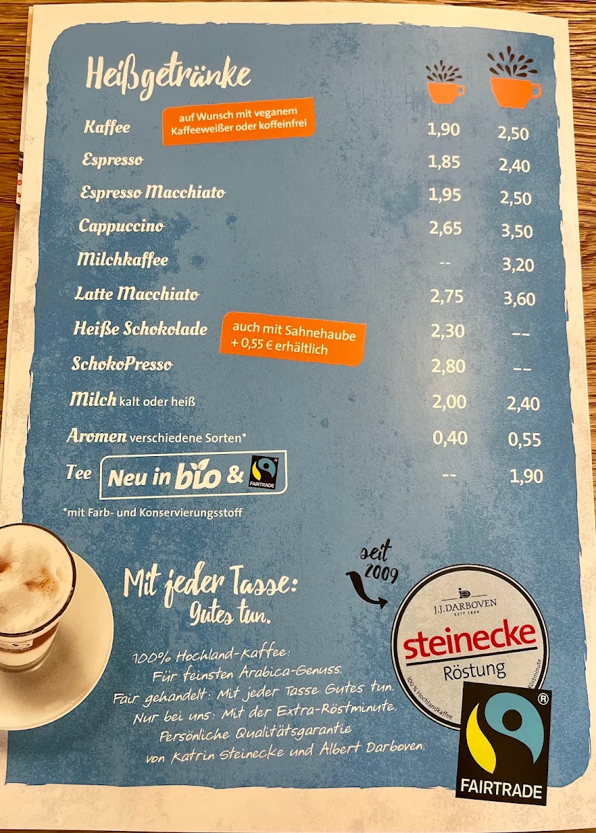Speisekarte, Brotmeisterei Steinecke