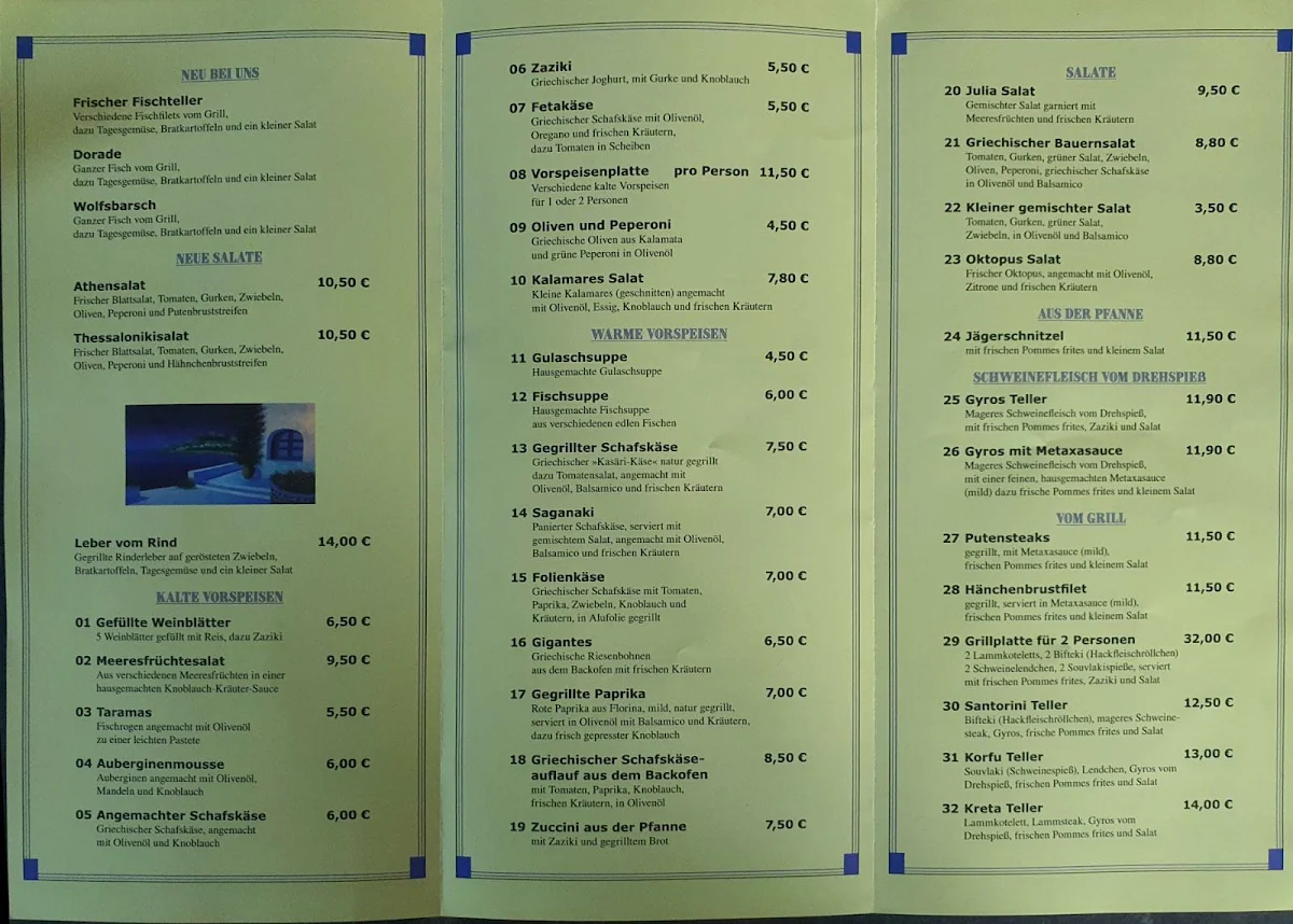 Speisekarte, Restaurant Zum Herrenbrunnen