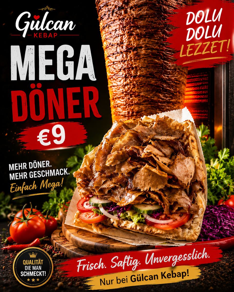 Speisekarte, Gülcan's Kebaphaus