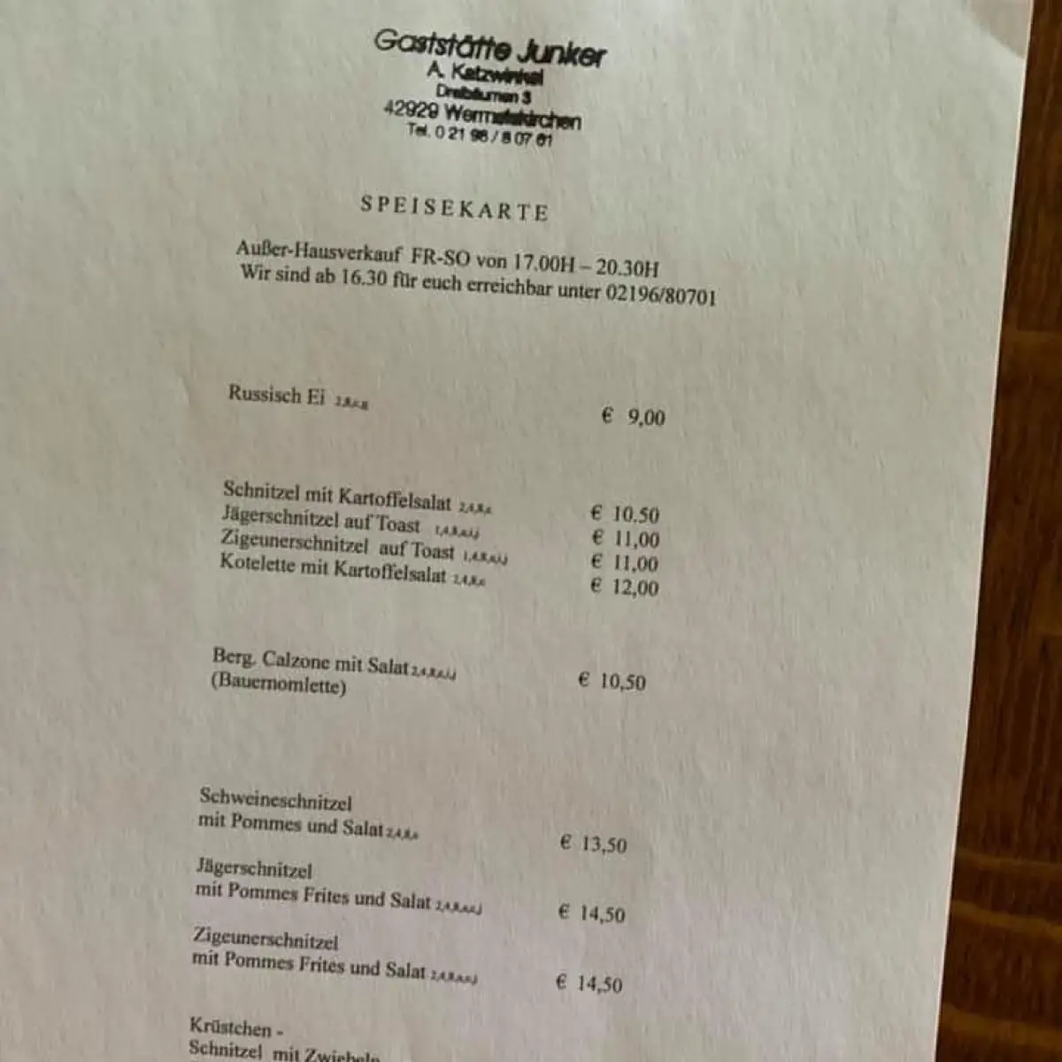 Speisekarte photo 1