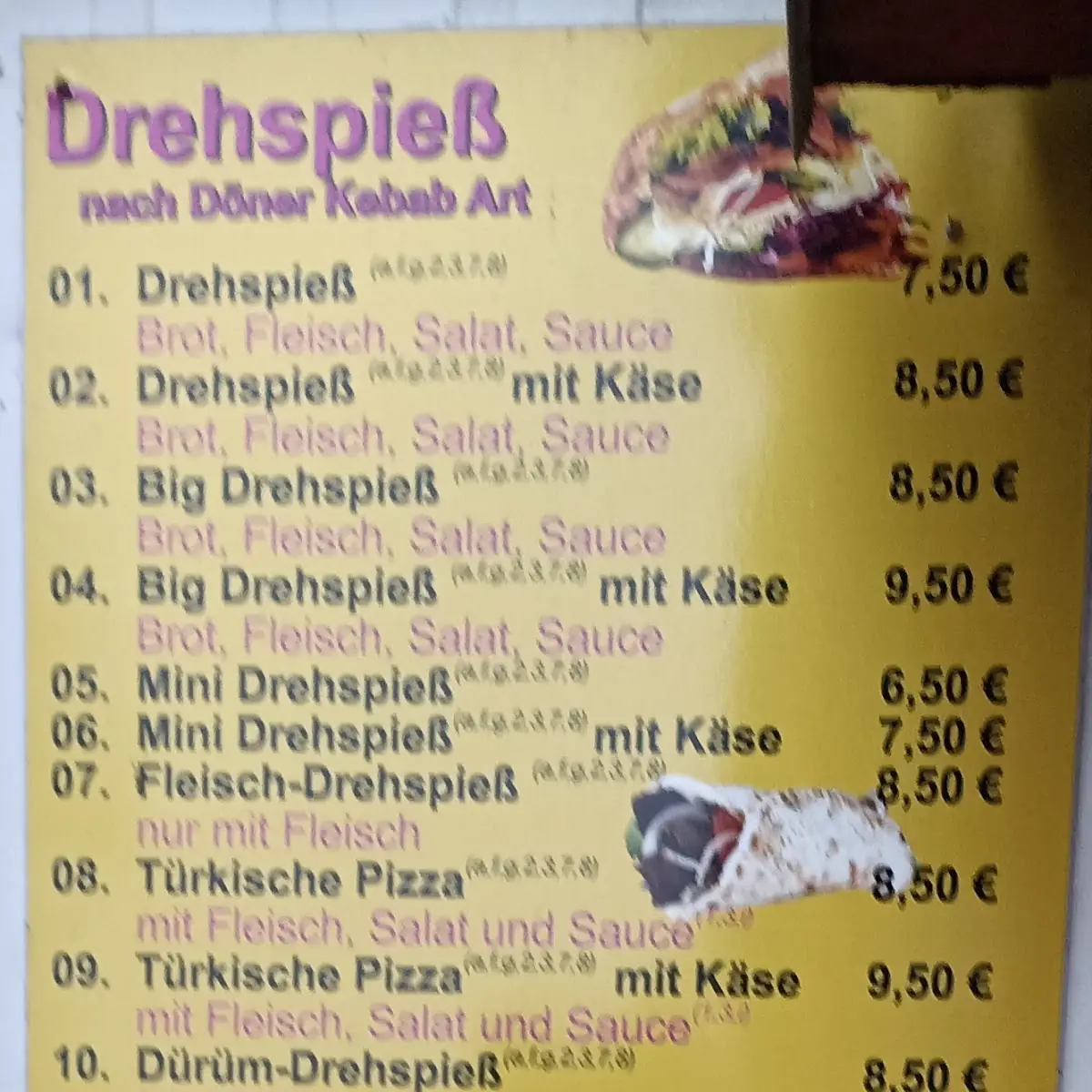 Speisekarte, Alanya Drehspieß Imbiss