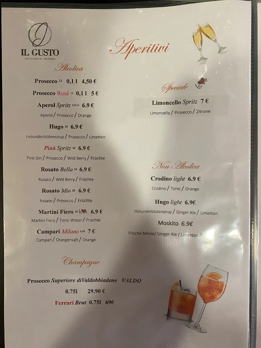 Speisekarte, IL Gusto Ristorante