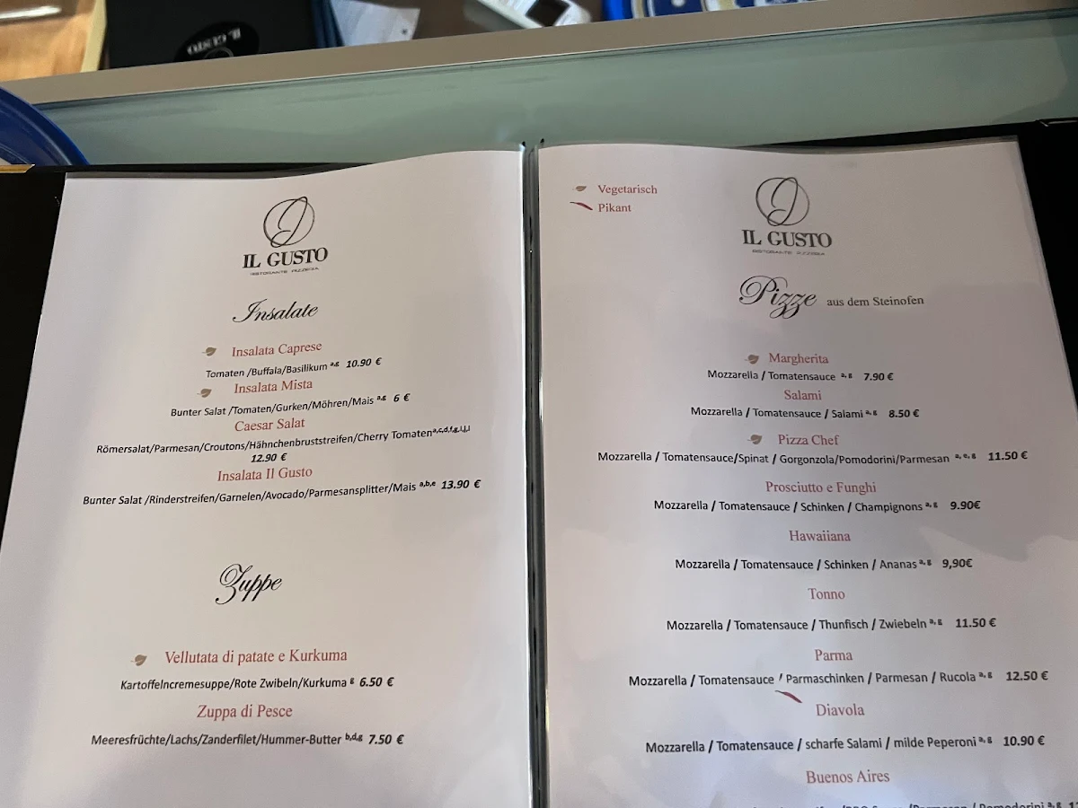 Speisekarte, IL Gusto Ristorante