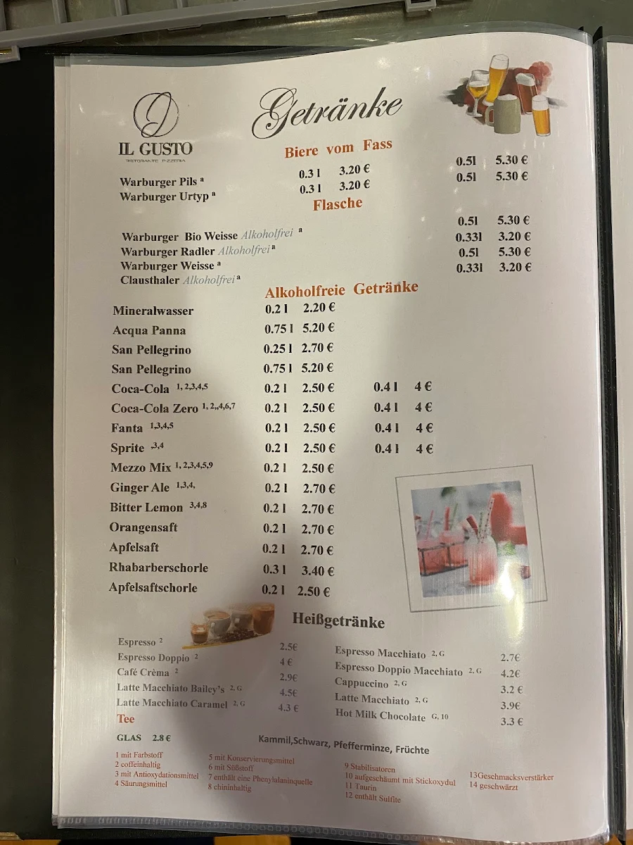 Speisekarte, IL Gusto Ristorante