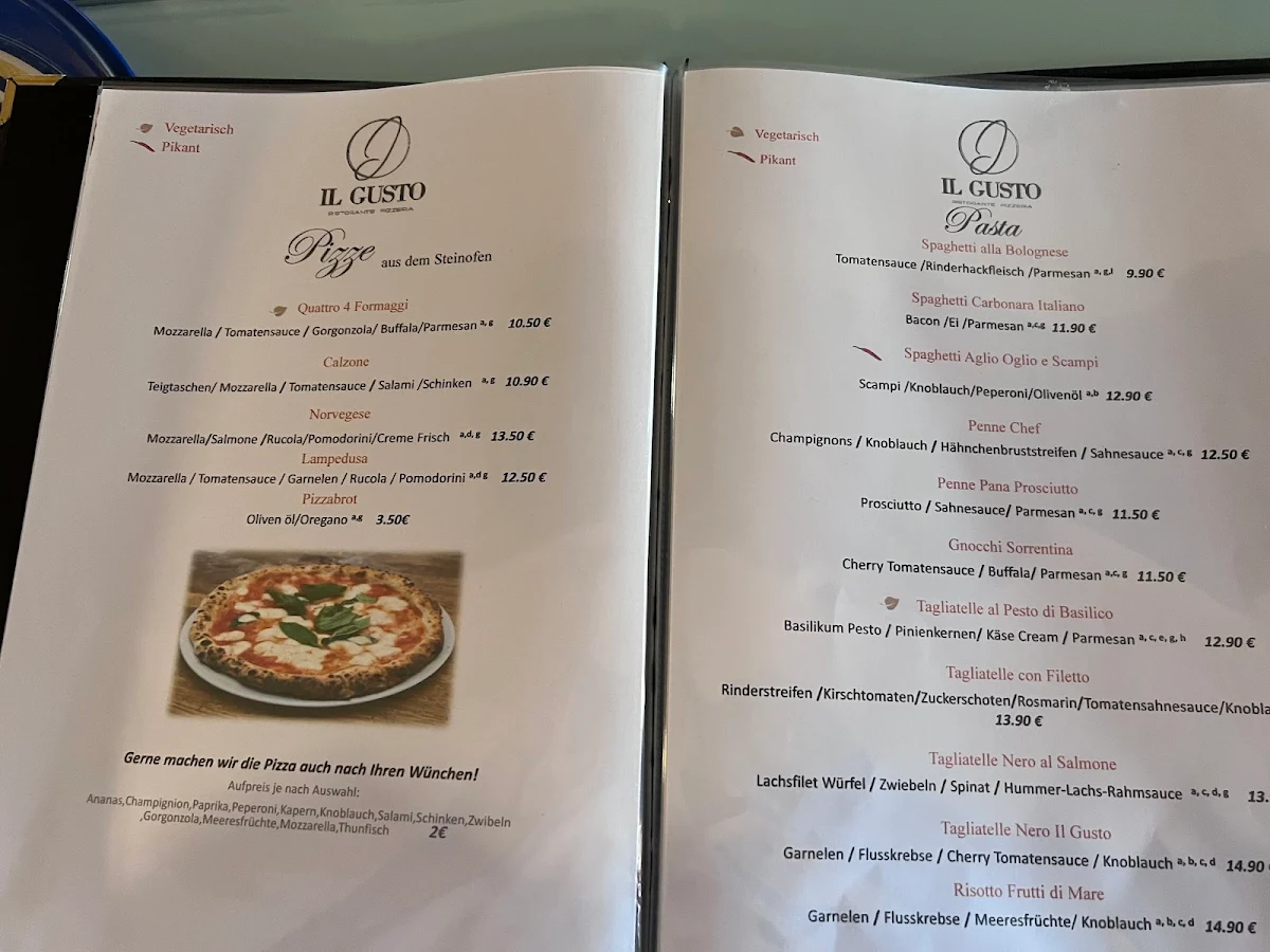 Speisekarte, IL Gusto Ristorante