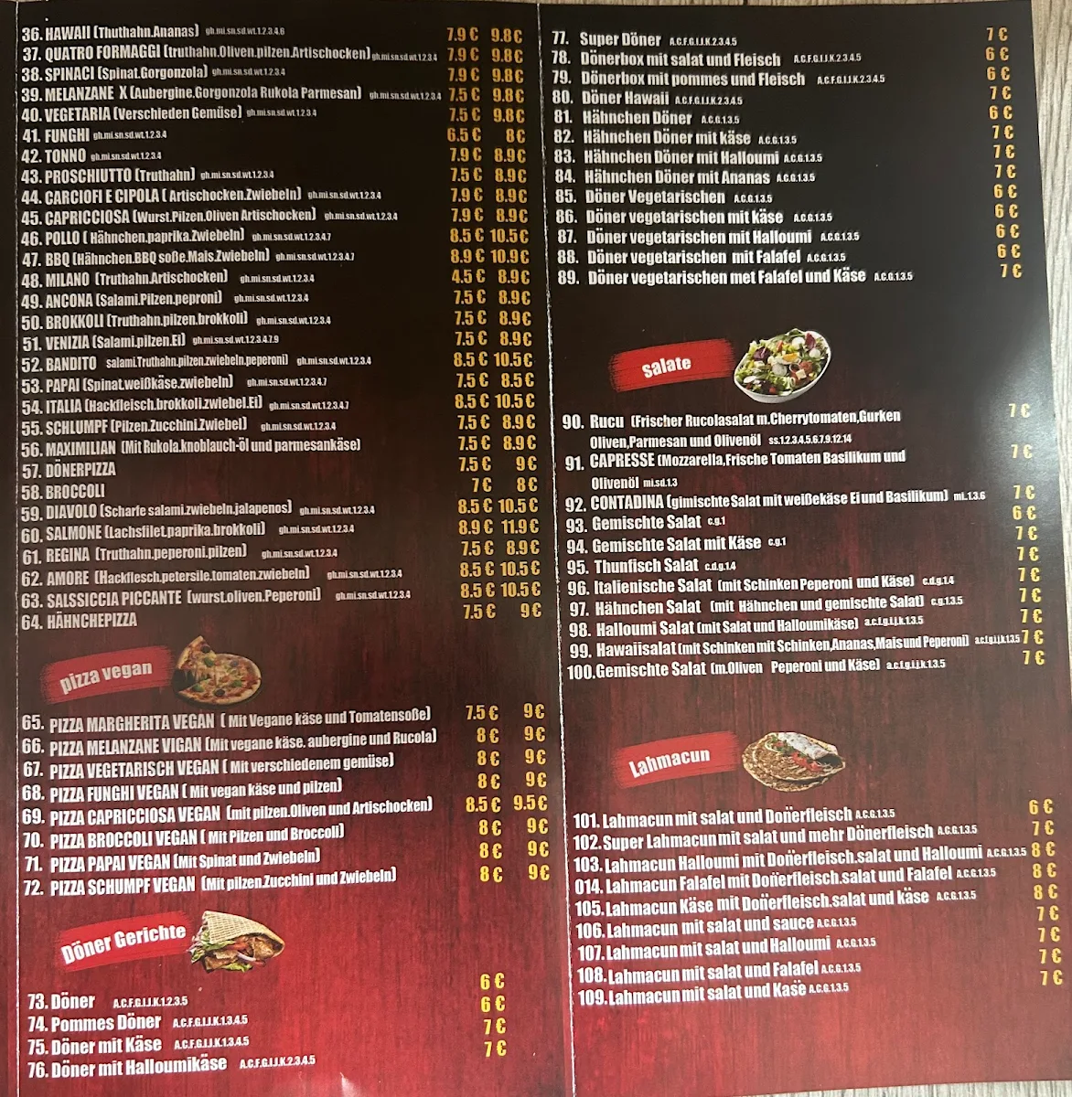Speisekarte, Burger Adler 1