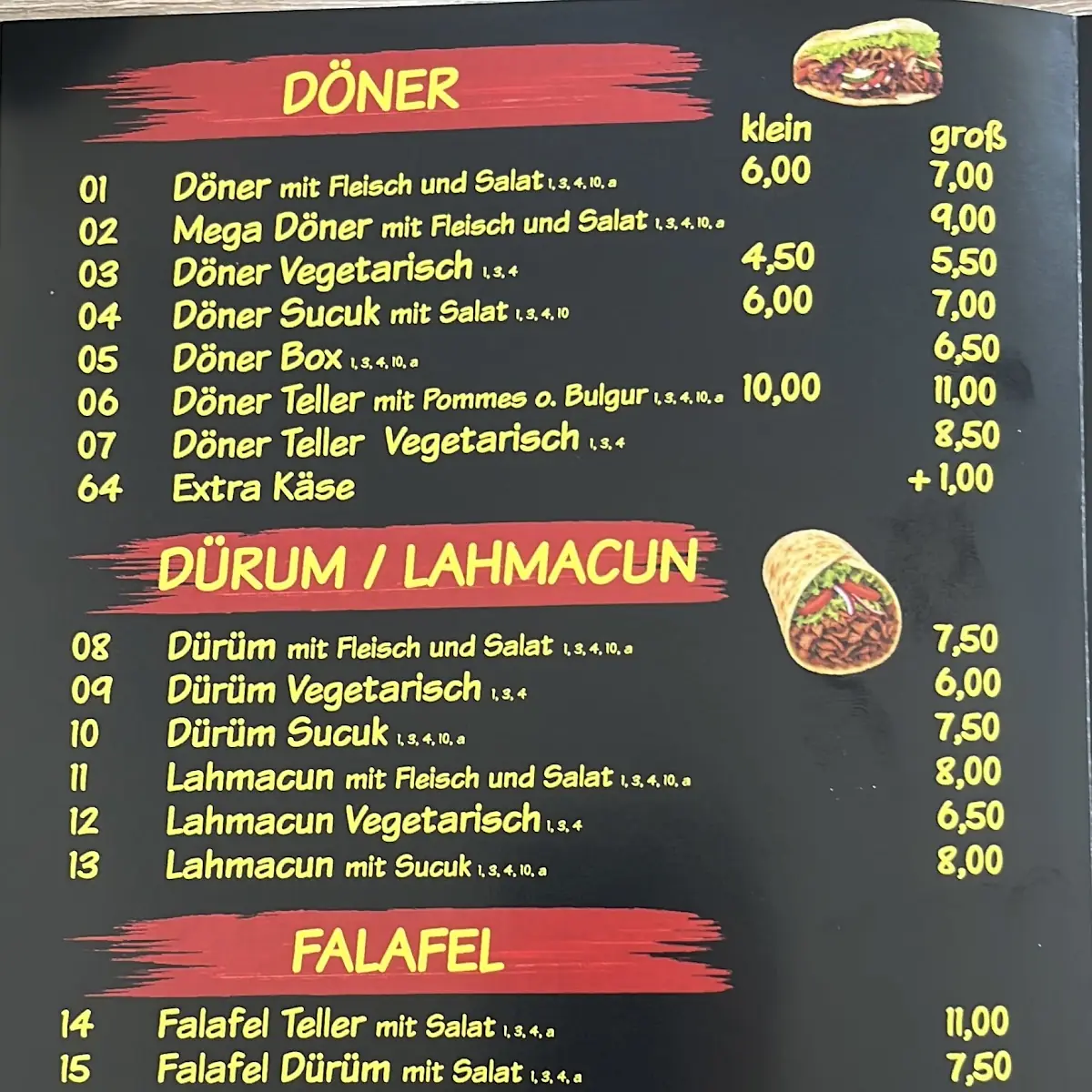 Speisekarte, Dönermann