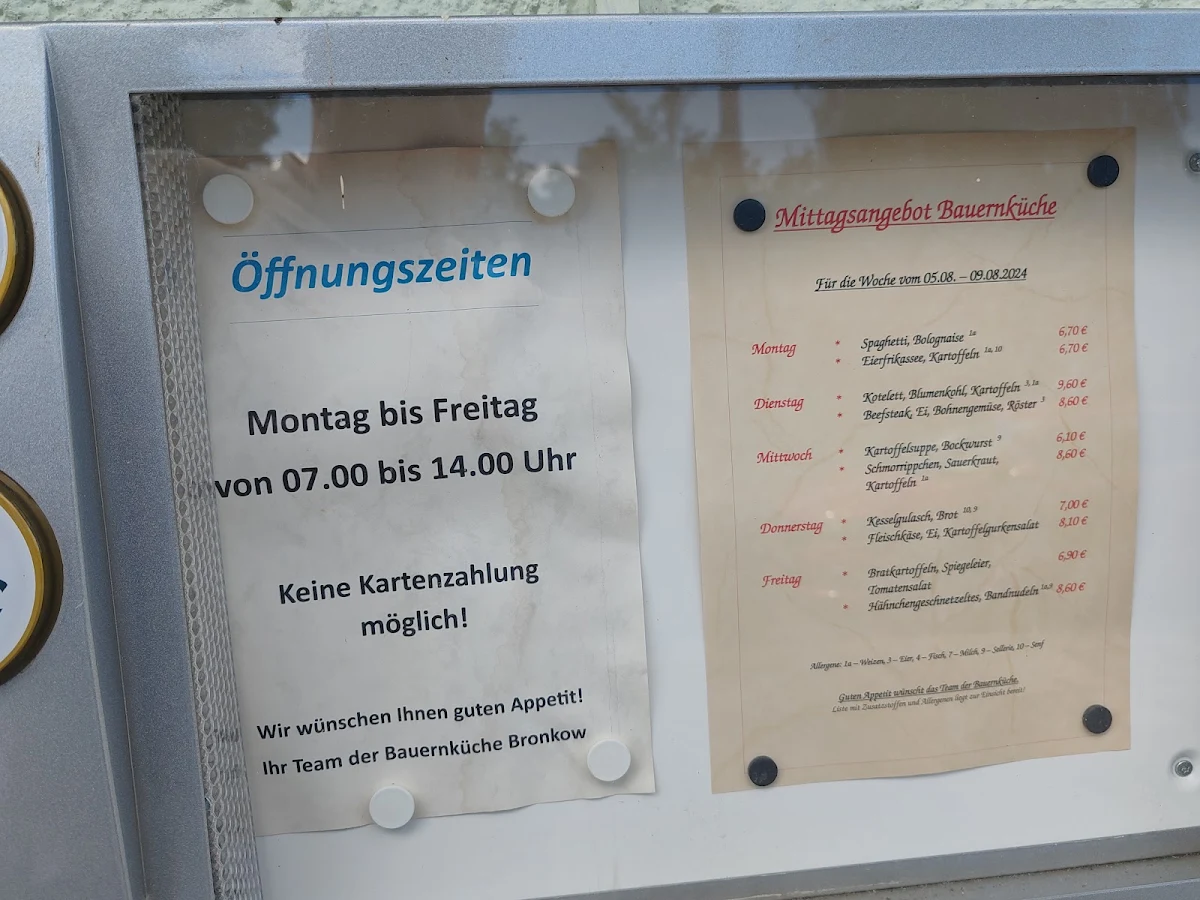 Speisekarte, Bauernküche Bronkow