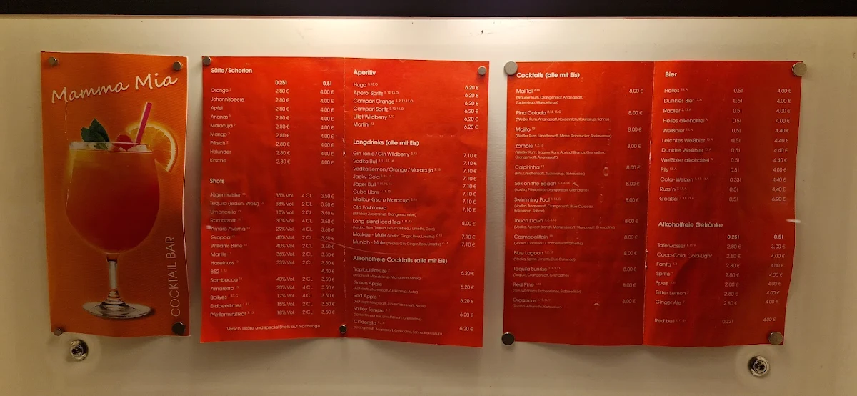 Speisekarte, Mamma Mia