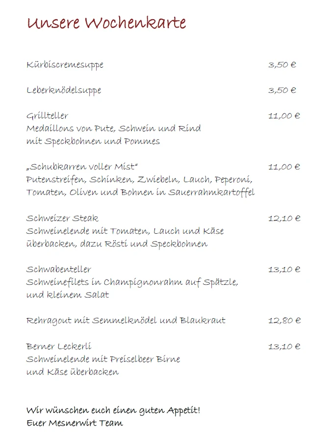 Speisekarte photo 3
