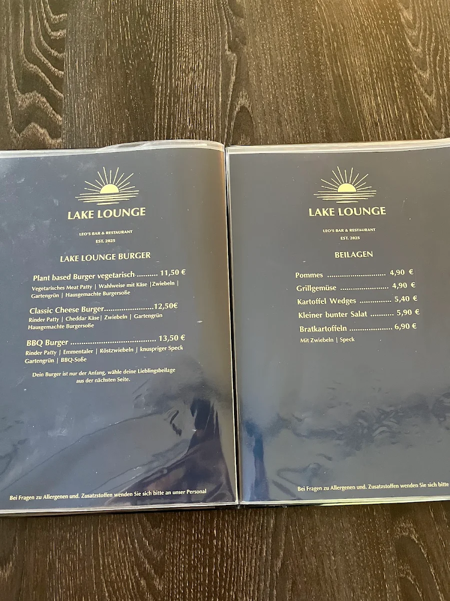 Speisekarte, LAKE LOUNGE - LEO'S BAR & RESTAURANT