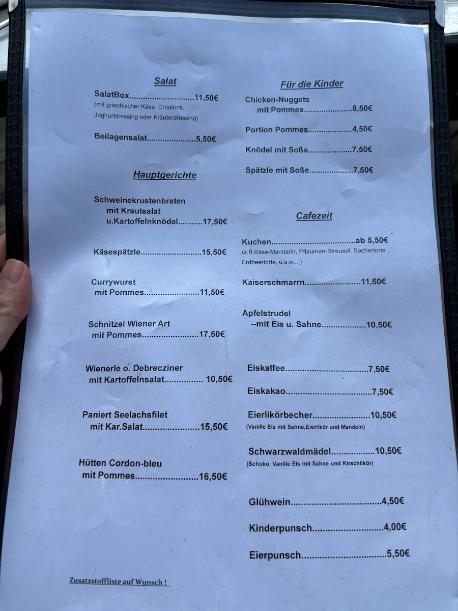 Speisekarte, Waldwirtschaft am Mittersee - Restaurant & Café