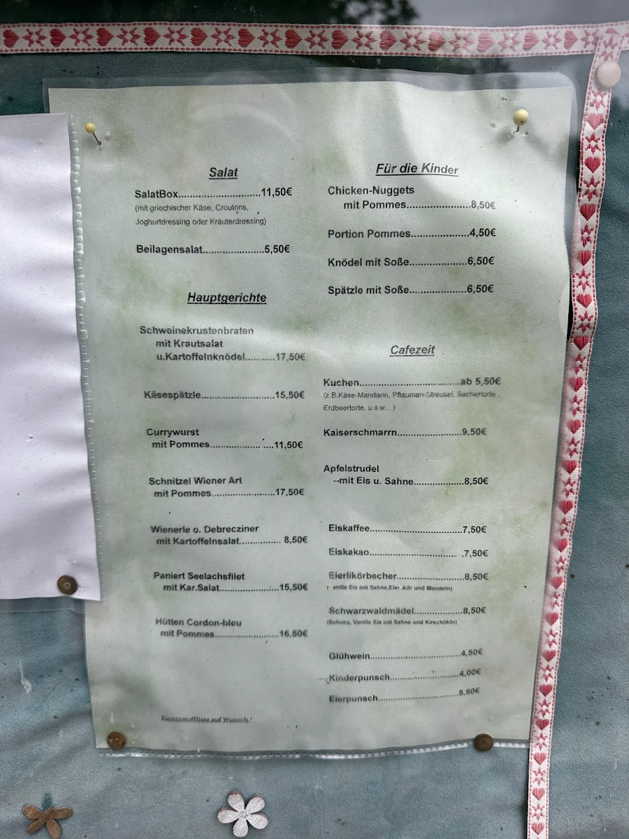 Speisekarte, Waldwirtschaft am Mittersee - Restaurant & Café